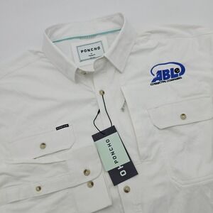 Poncho The Iceman Shirt Mens XL Reg White Long Sleeve Magnetic Pockets Logo